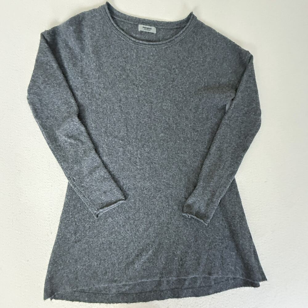 Premise Cashmere Gray Long Sleeve Tunic Sweater Soft Knit Pullover Women's